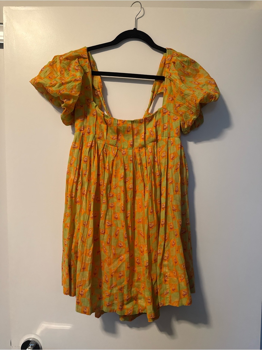 Free People Yellow & Orange Floral Puff Sleeve Tunic